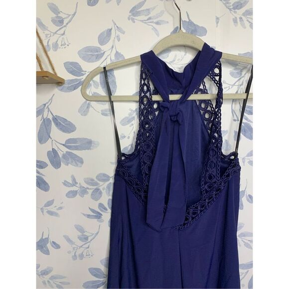 Lulus Navy Halter Lace Swing Dress Size XS - Picture 7 of 9